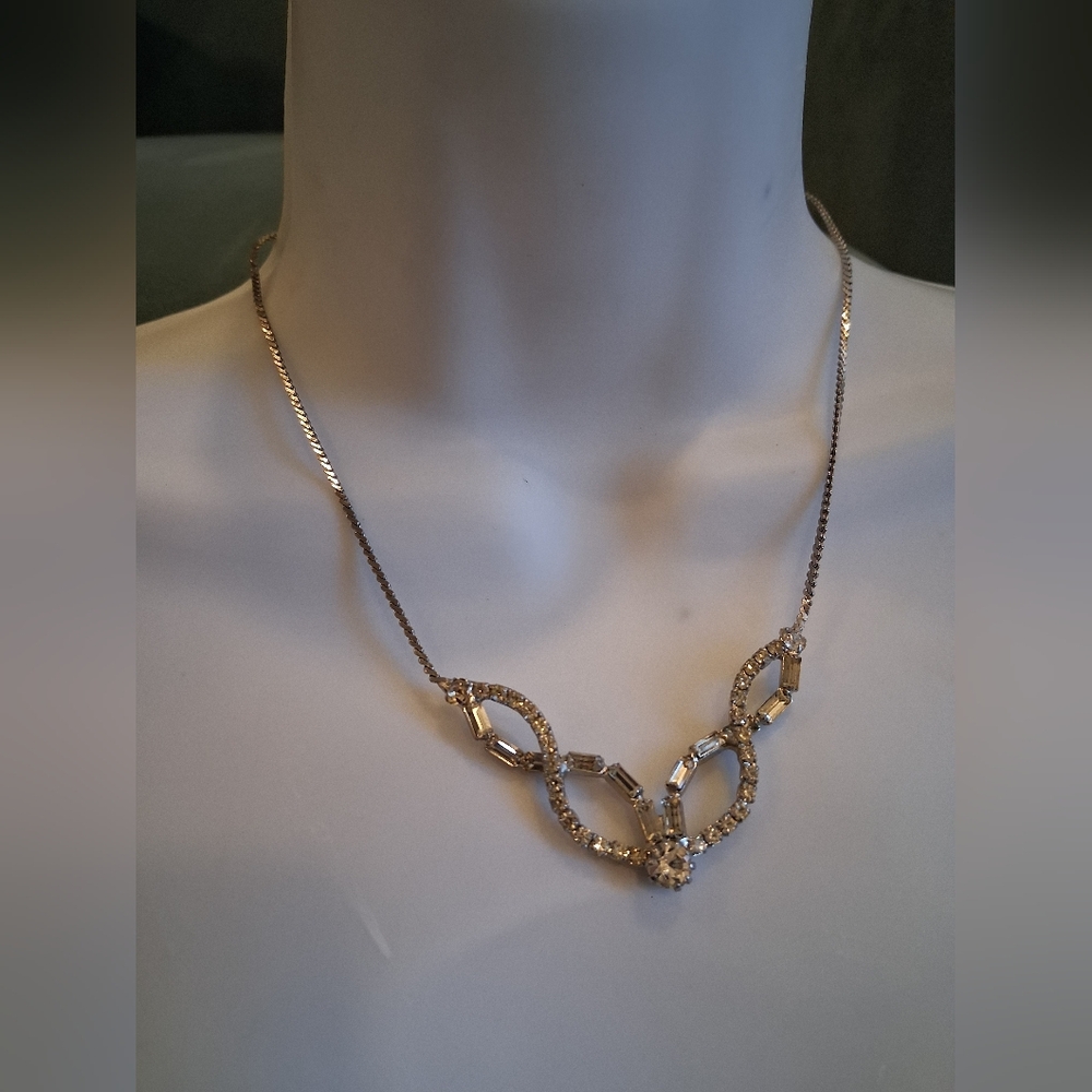 Vtg Rhinestone Necklace - Picture 2 of 3